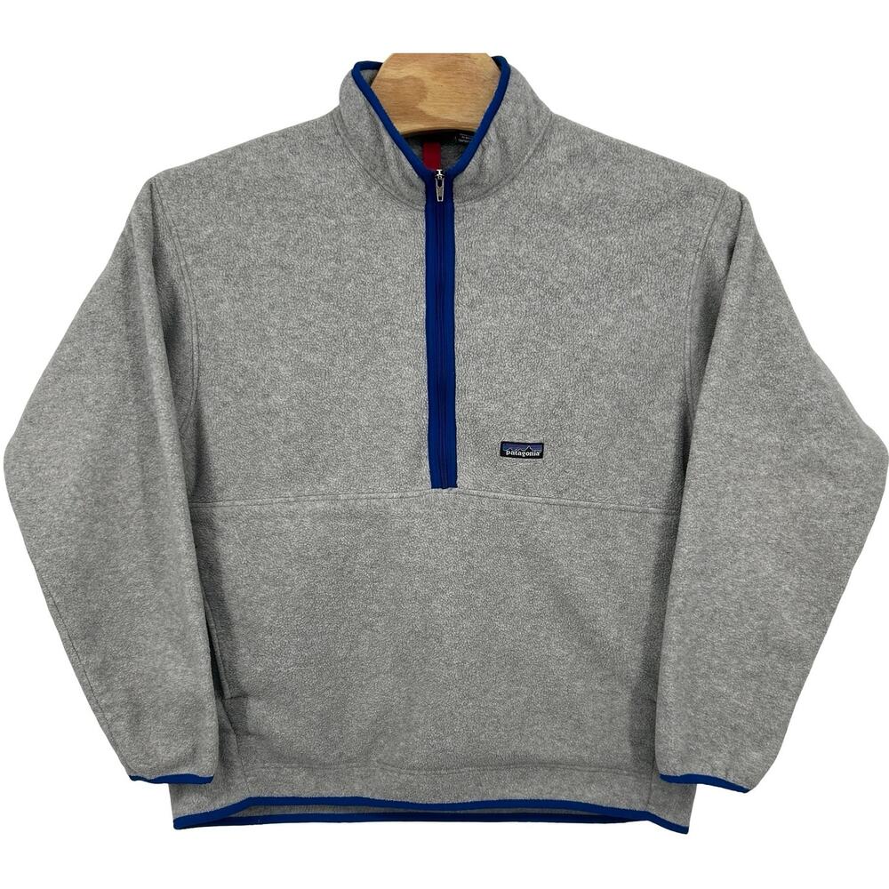 Vintage 90s Mens Grey Patagonia Marsupial Fleece Synchilla 1/2 Zip Sweatshirt XL - Picture 1 of 7